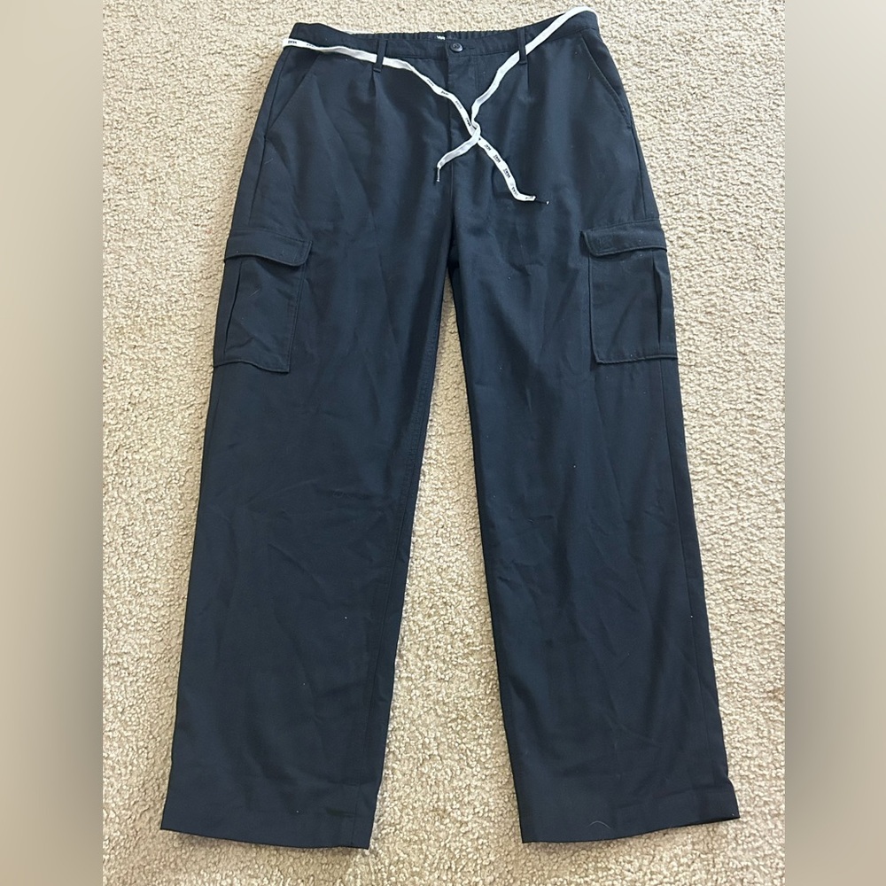 Vans Mens Size XL Cargo Stretch Straight Leg Shoe Lace Pants Lightweight Black